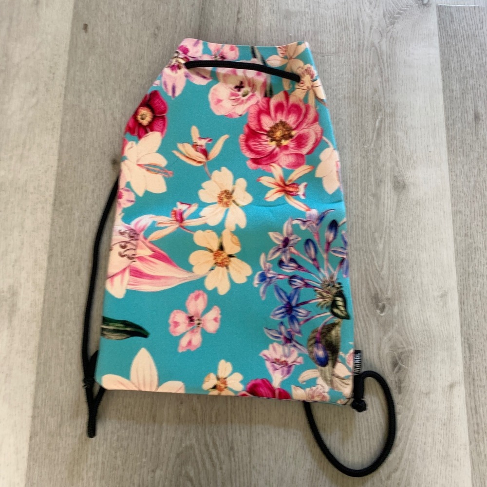 Triangl Turquoise Floral Neoprene Drawstring Backpack Beach Bag